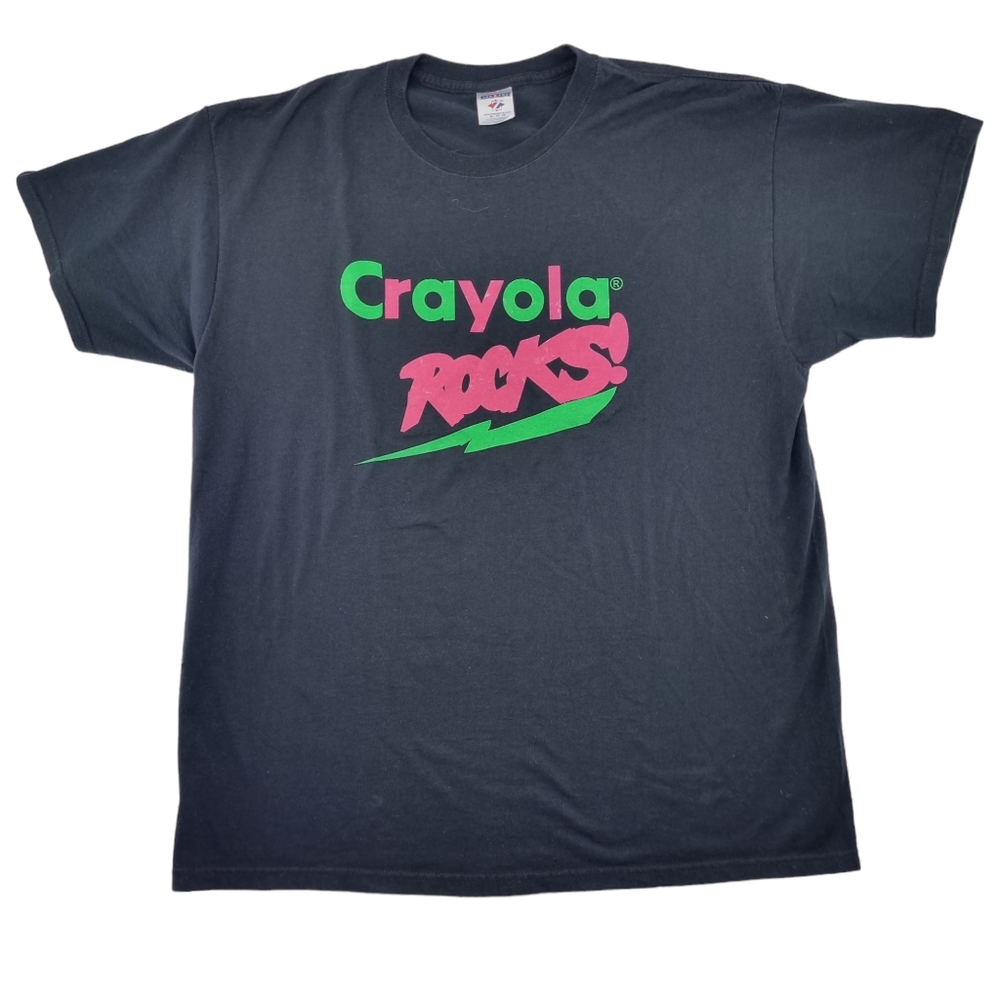 VTG Crayola Rocks Black Shirt Graphic Crewneck Size XL